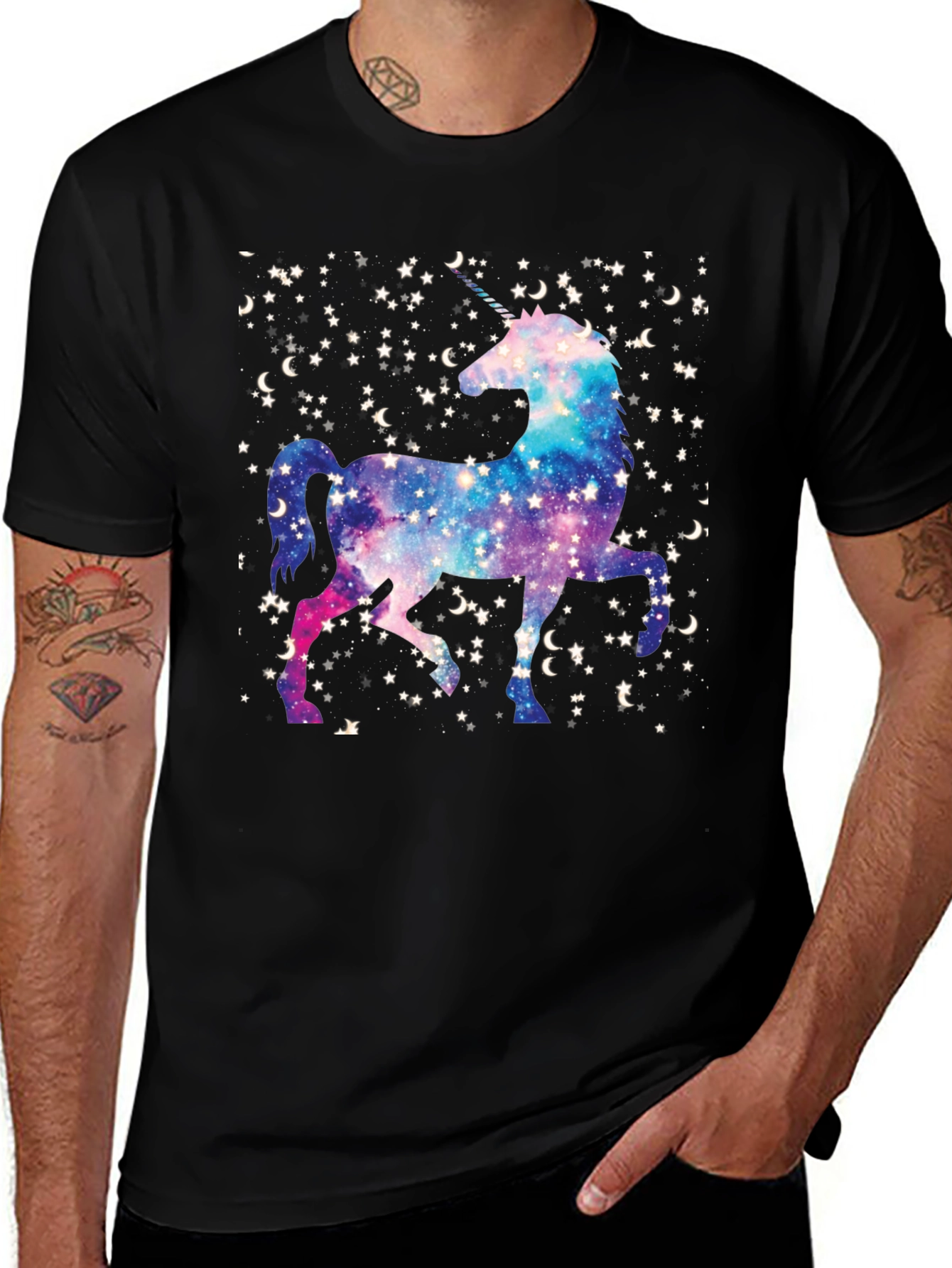 Unicorn Galaxy Black Tee