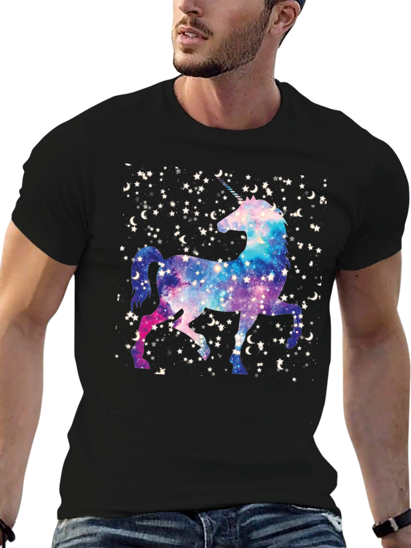 Unicorn Galaxy Black Tee