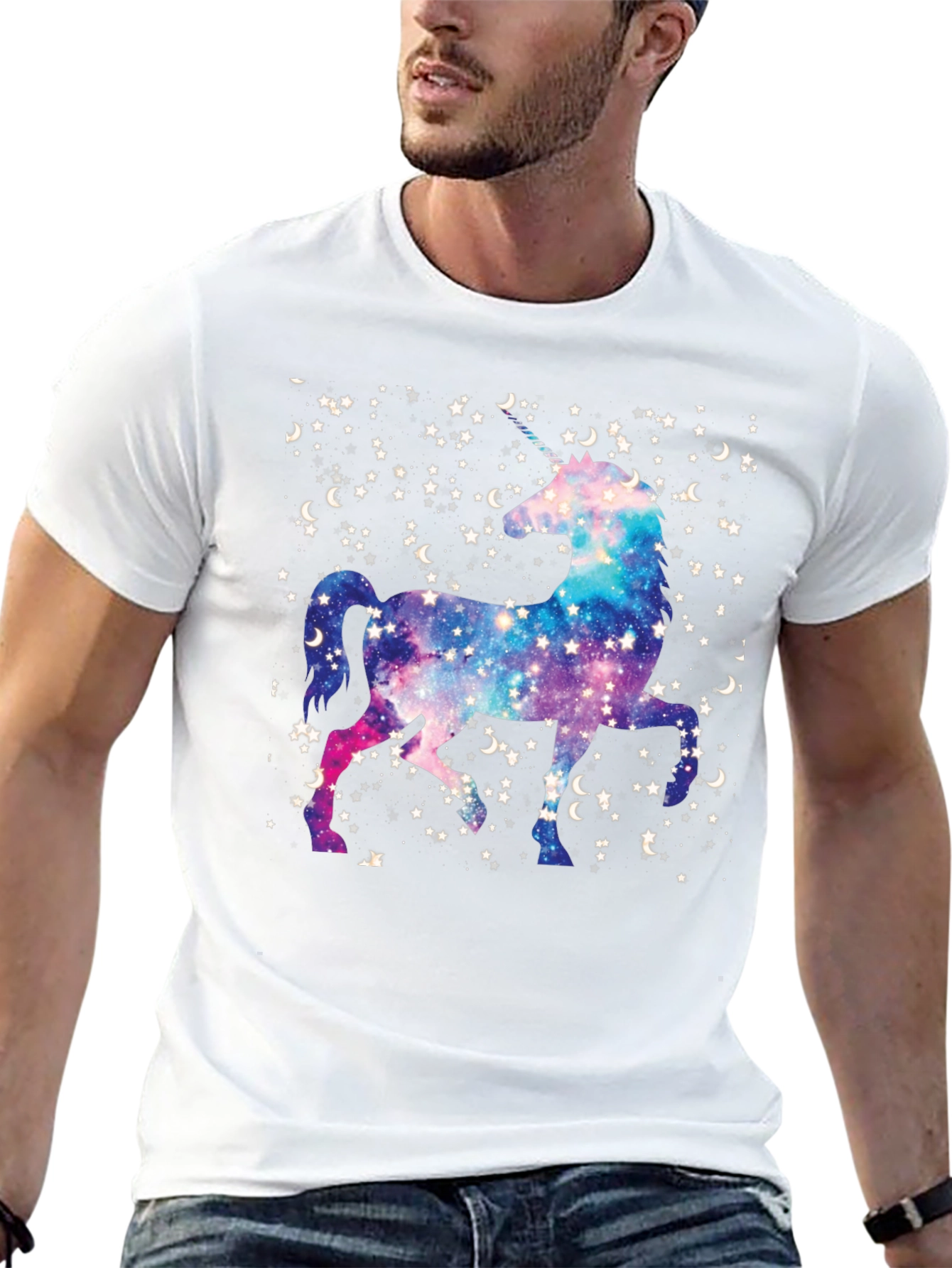 Unicorn Galaxy Black Tee