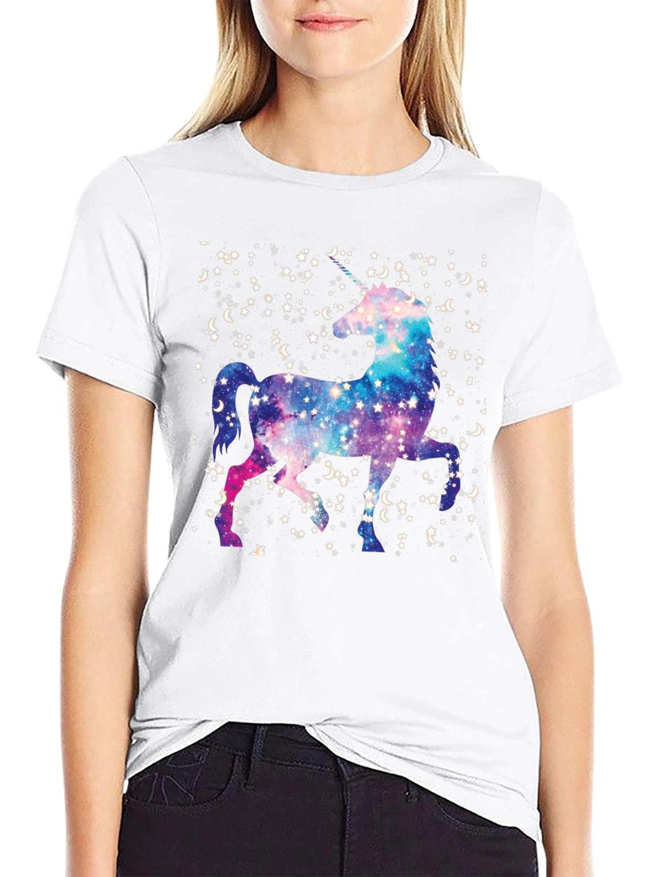 Unicorn Galaxy Black Tee