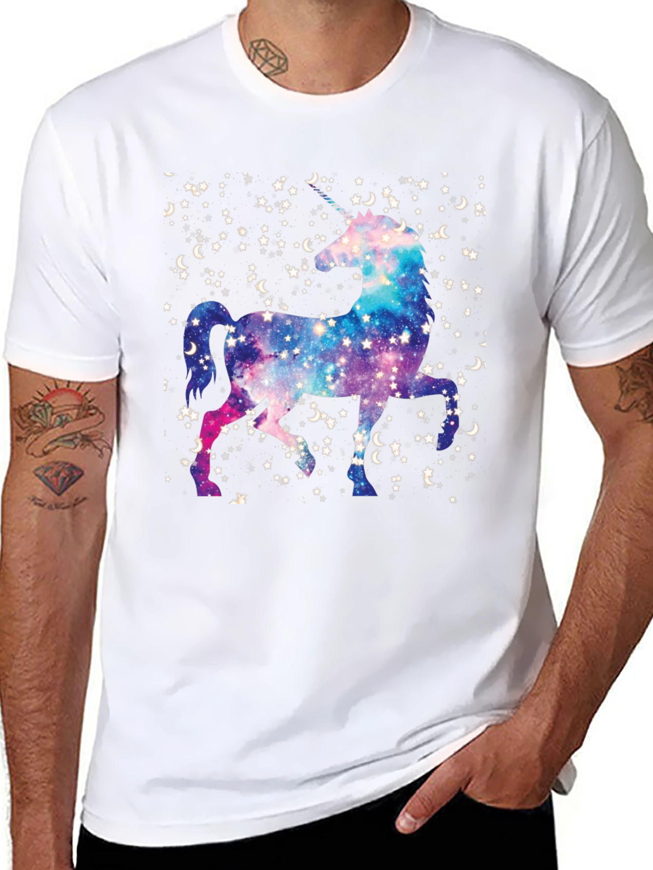 Unicorn Galaxy Black Tee