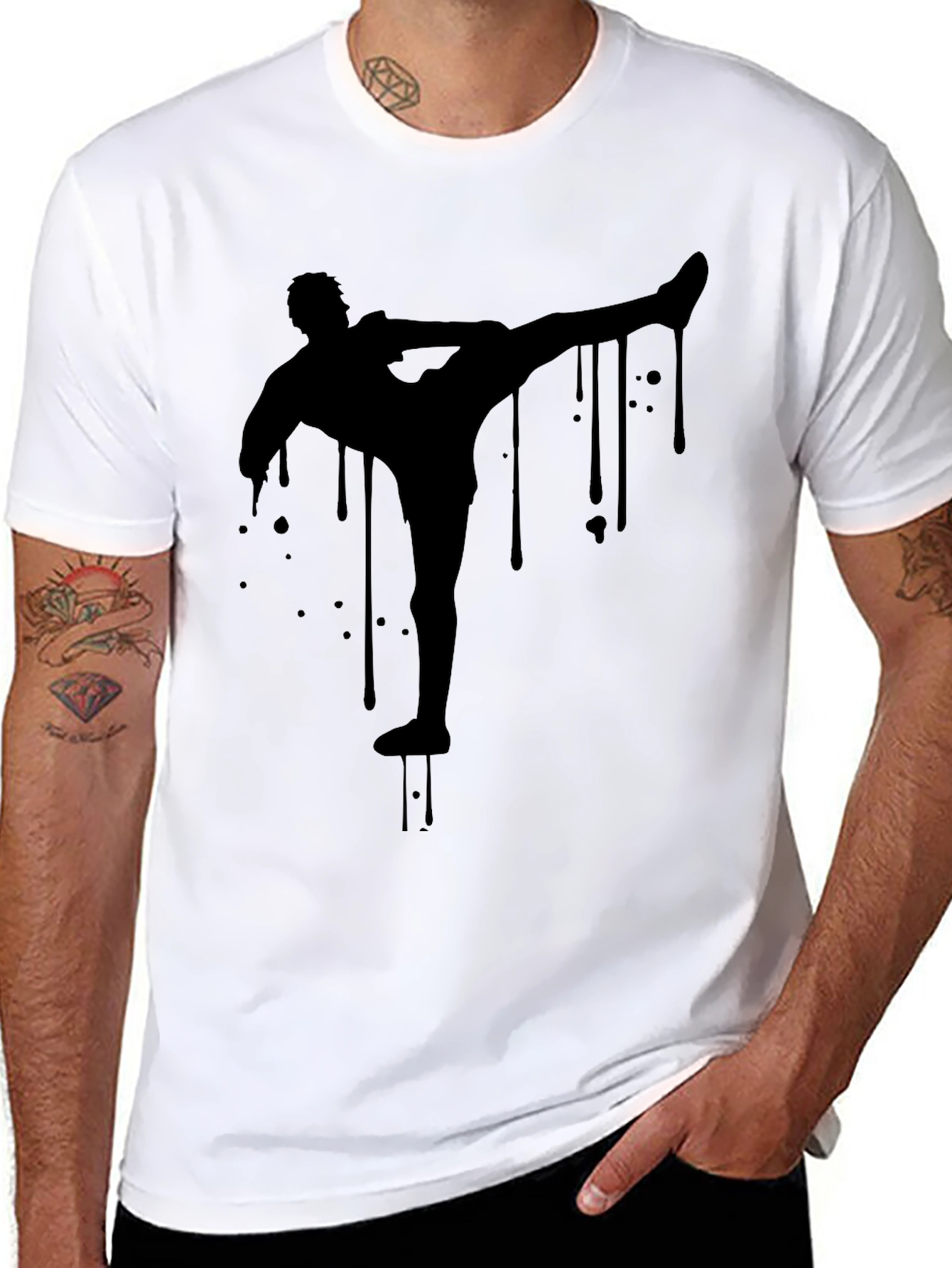 Silhouette Kick Black Tee - Modern Streetwear Style