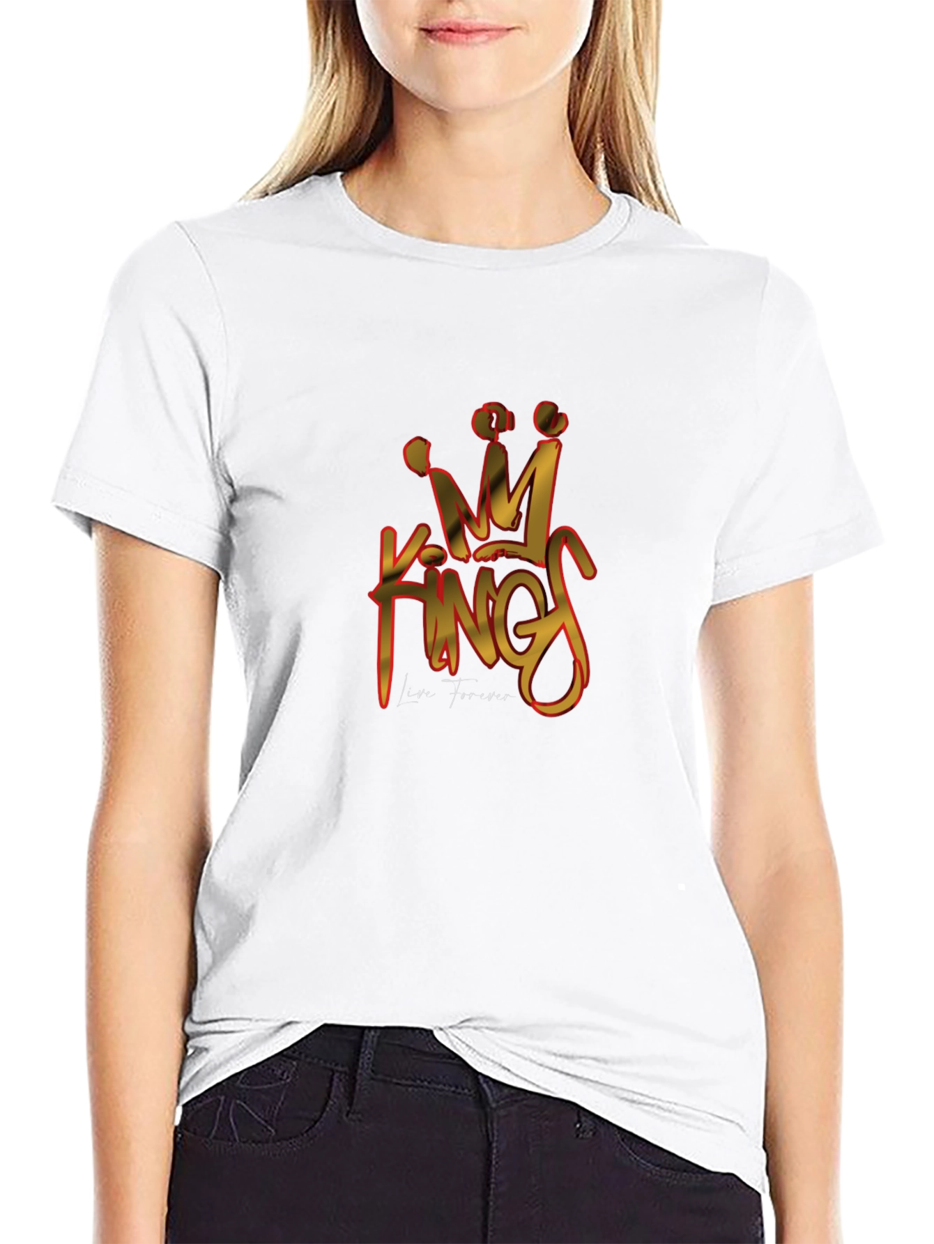 King Forever Graphic Print Mens Black T-Shirt