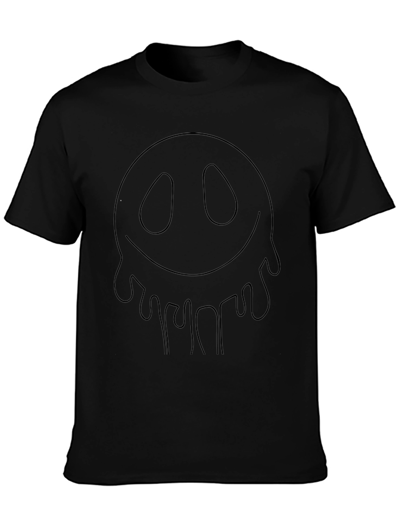 Dripping Smiley Face Graphic Black T-Shirt