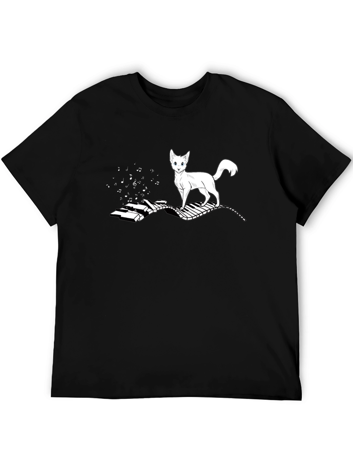 Cat on Piano T-Shirt - Musical Feline Tee