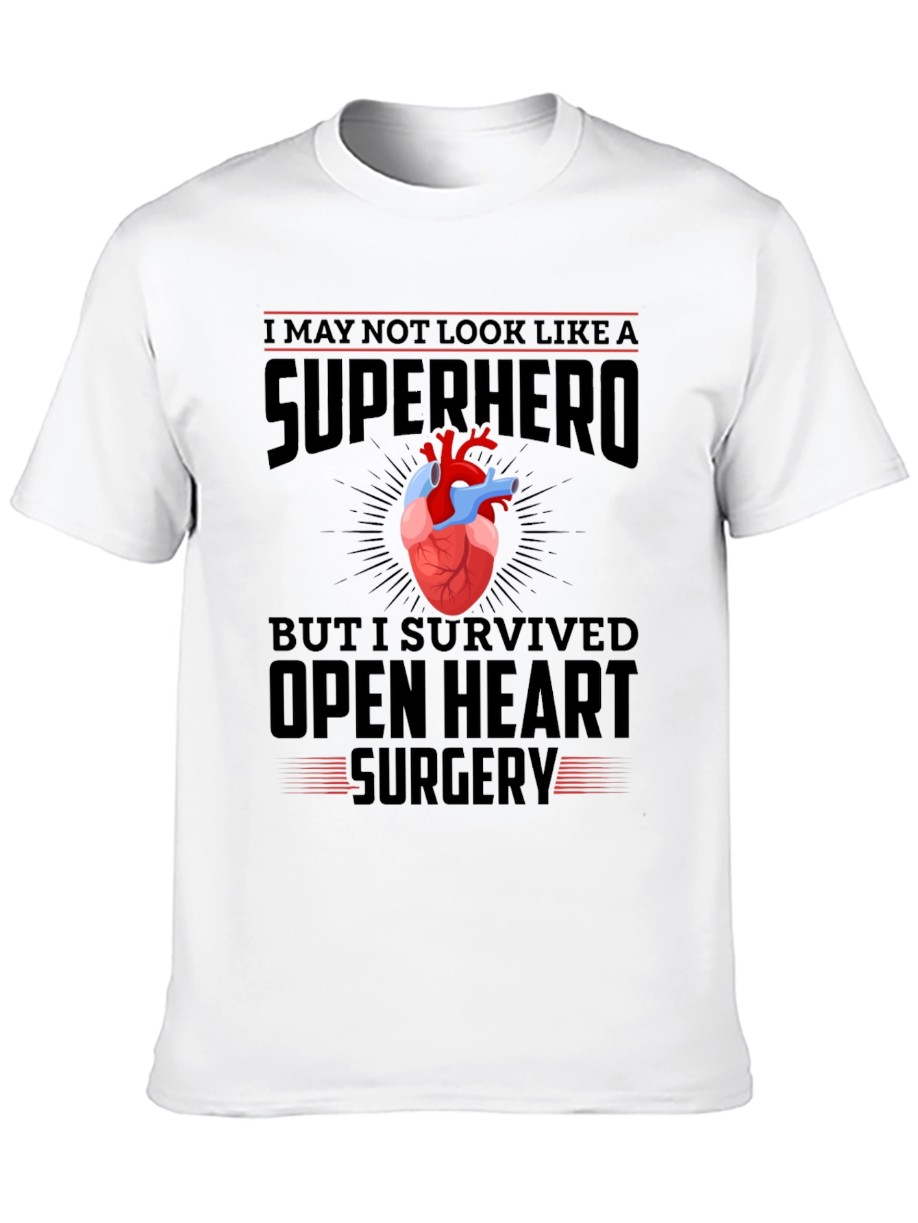 Open Heart Surgery Survivor Superhero T-Shirt