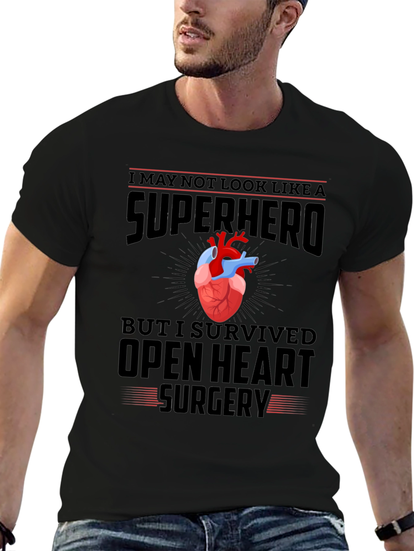 Open Heart Surgery Survivor Superhero T-Shirt