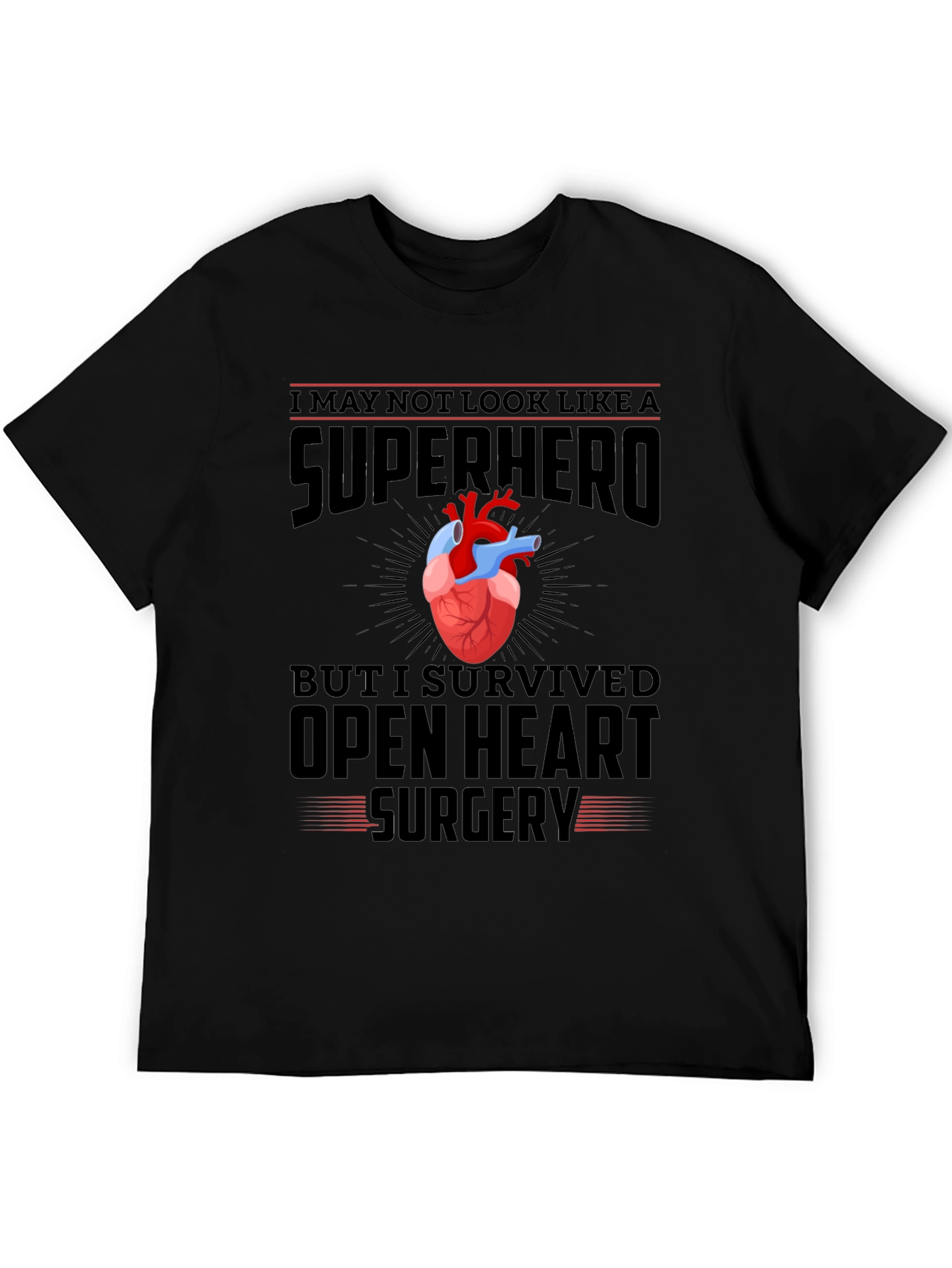Open Heart Surgery Survivor Superhero T-Shirt
