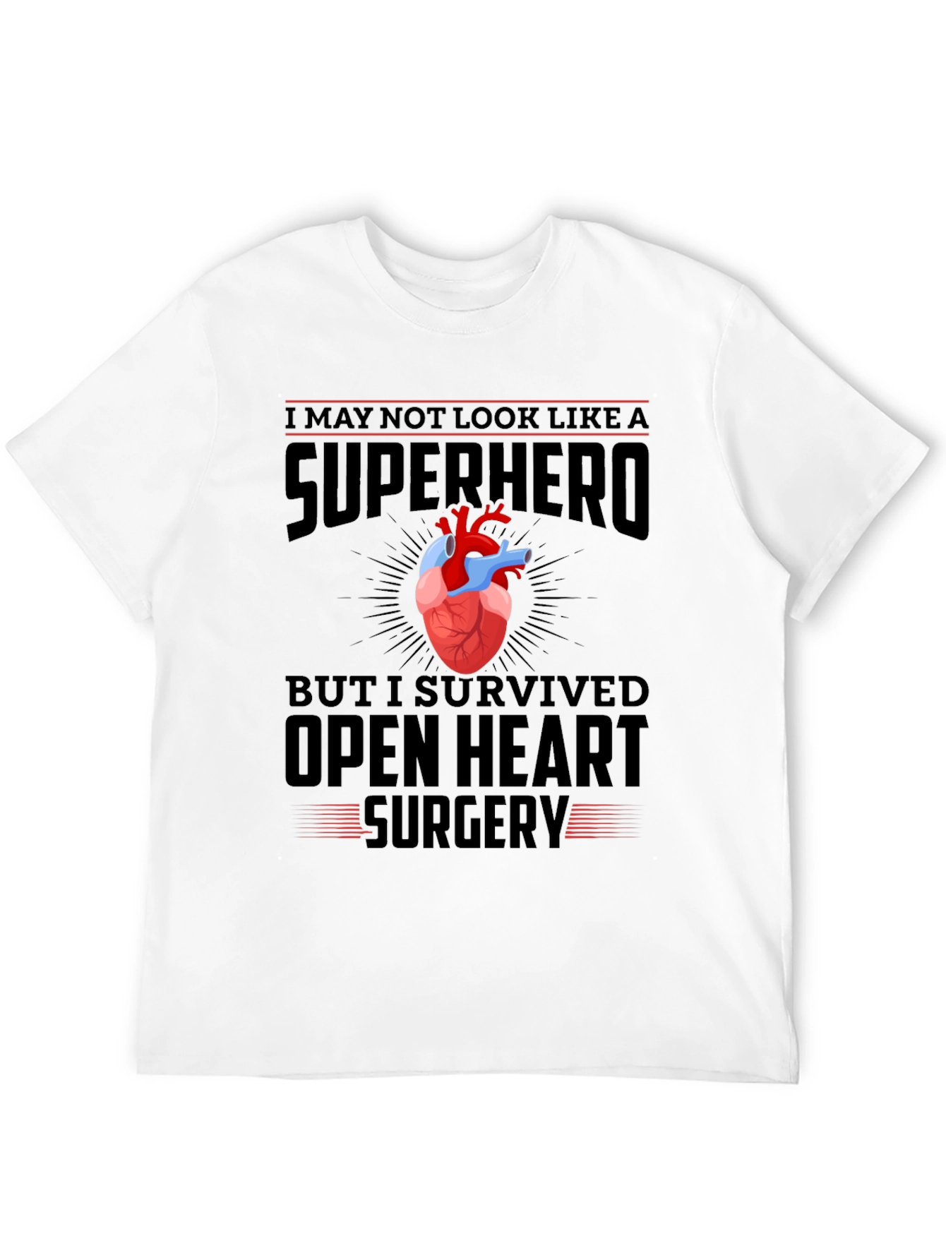 Open Heart Surgery Survivor Superhero T-Shirt