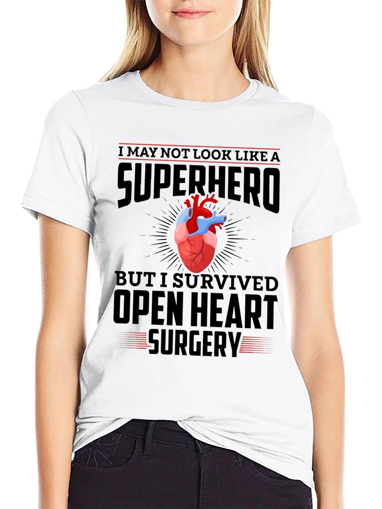 Open Heart Surgery Survivor Superhero T-Shirt