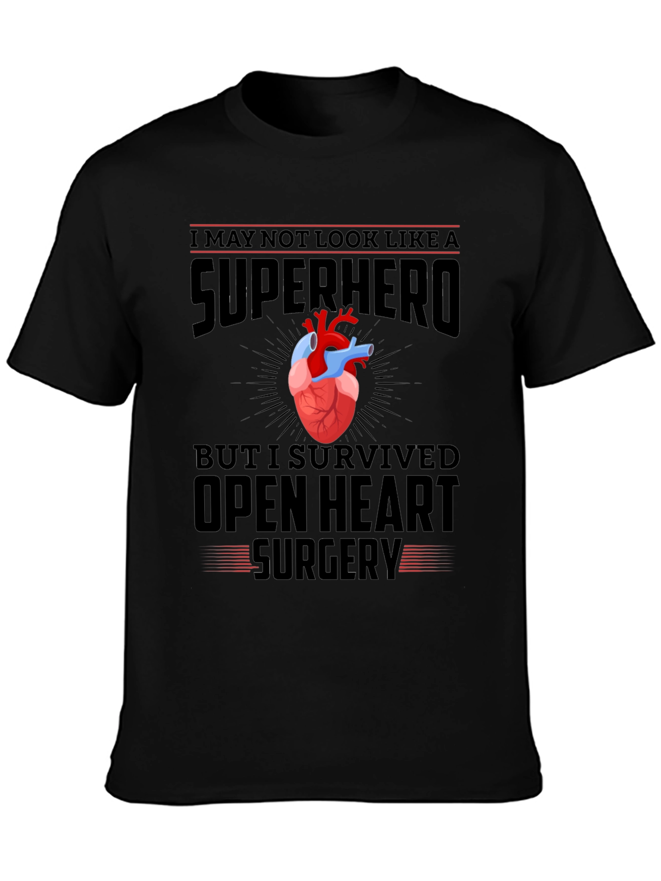 Open Heart Surgery Survivor Superhero T-Shirt