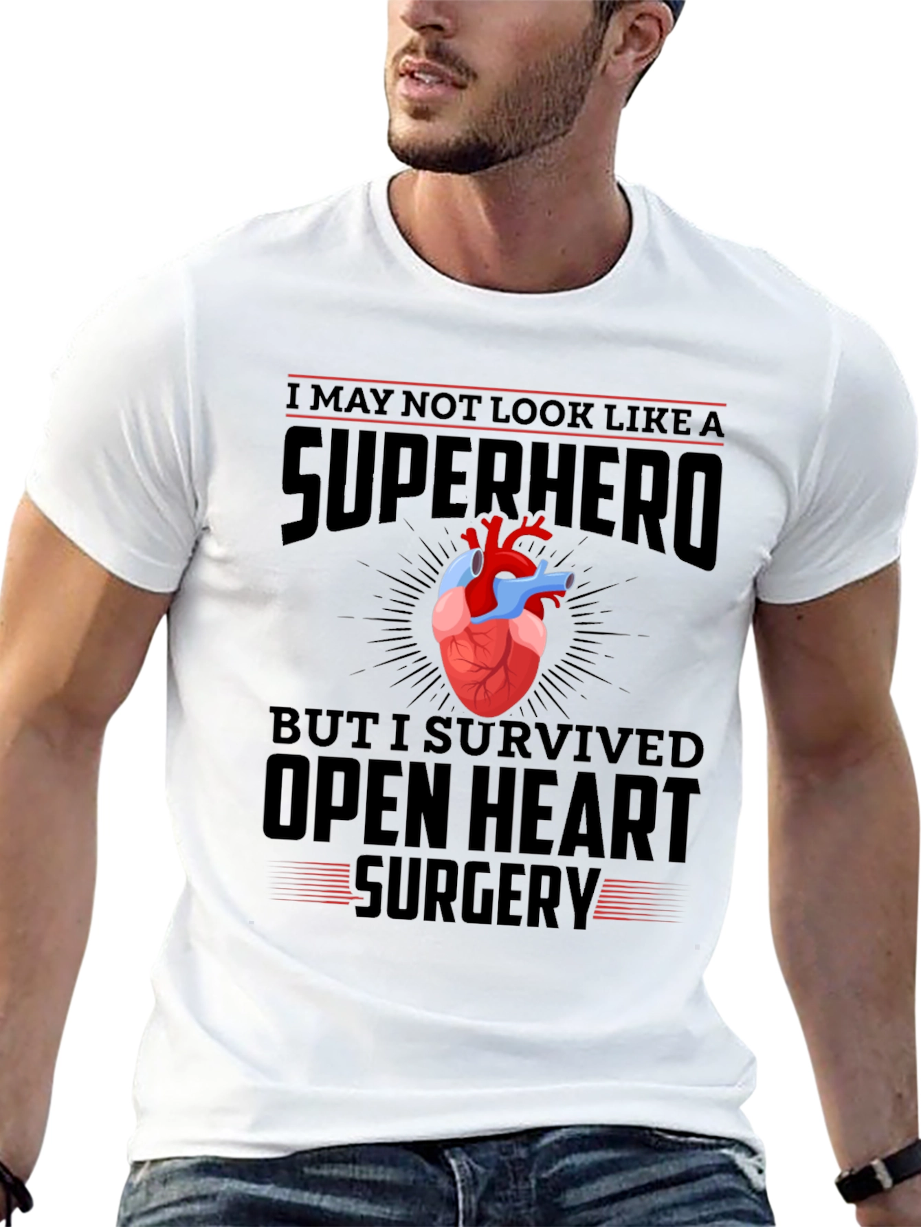 Open Heart Surgery Survivor Superhero T-Shirt