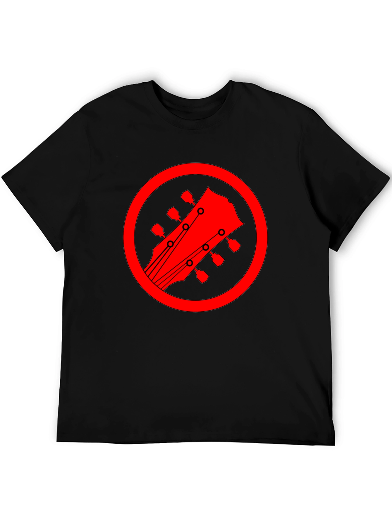 Guitar Headstock Graphic Tee - Black Cotton Blend