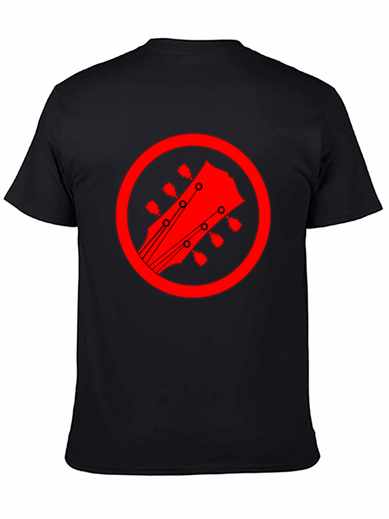 Guitar Headstock Graphic Tee - Black Cotton Blend