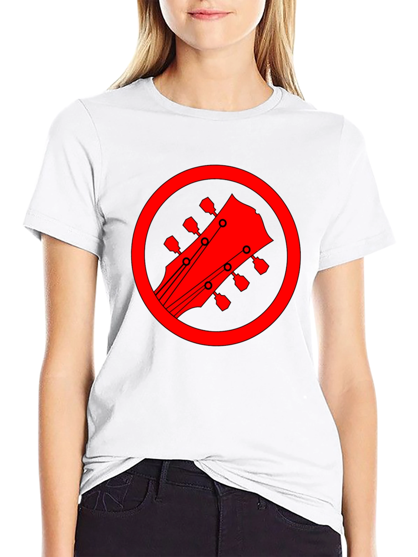 Guitar Headstock Graphic Tee - Black Cotton Blend