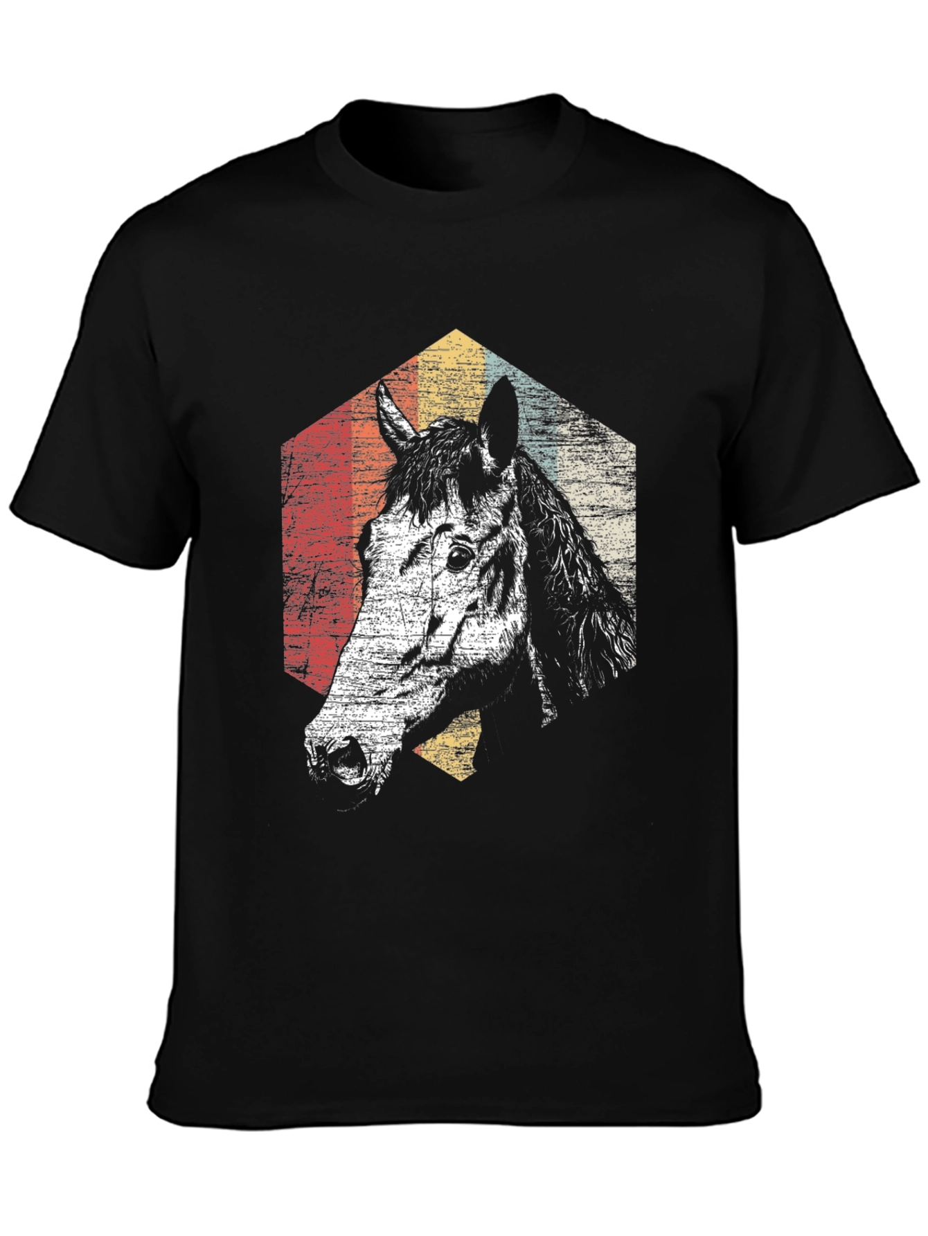 Retro Horse Graphic T-Shirt - Black