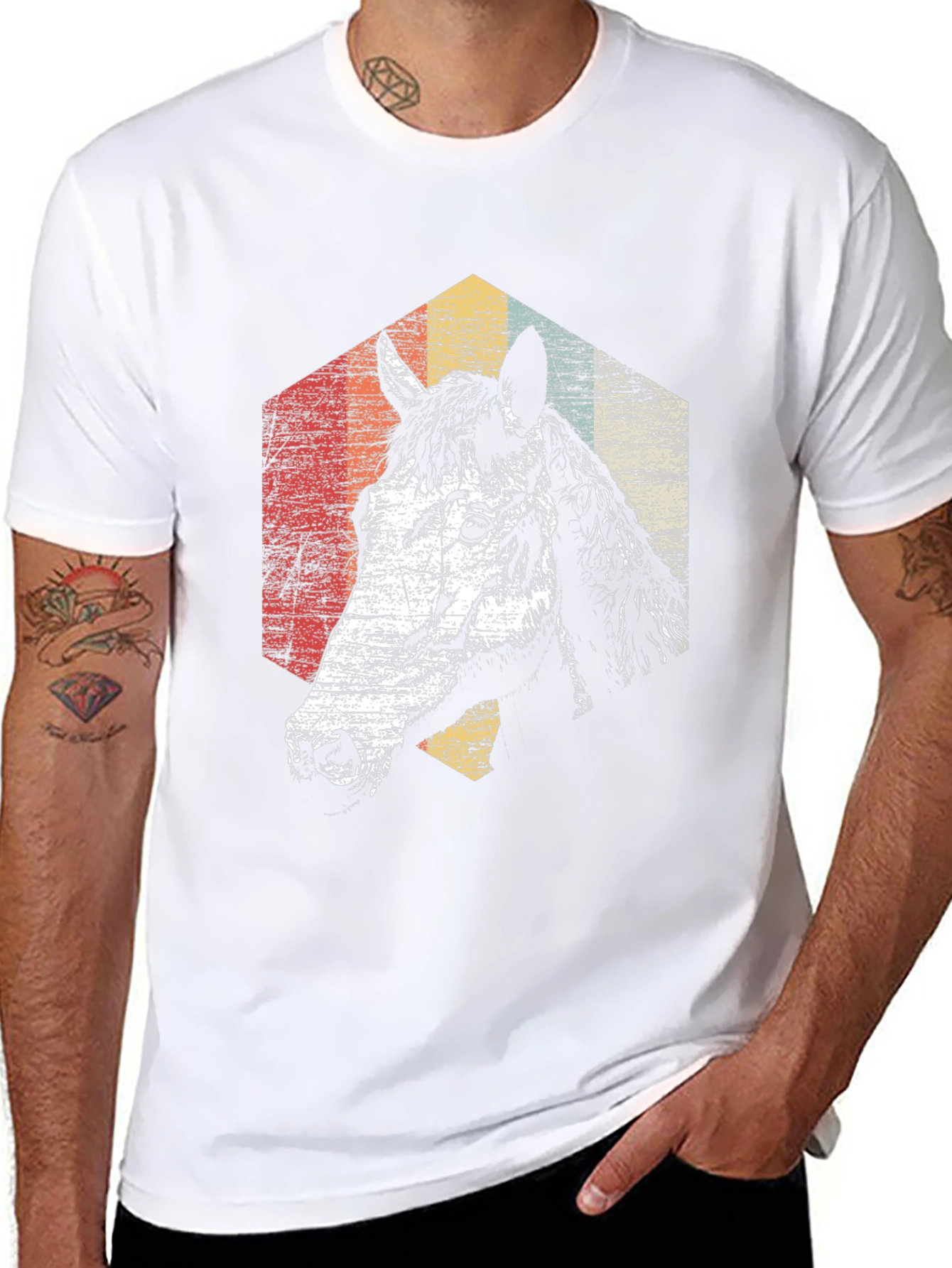 Retro Horse Graphic T-Shirt - Black