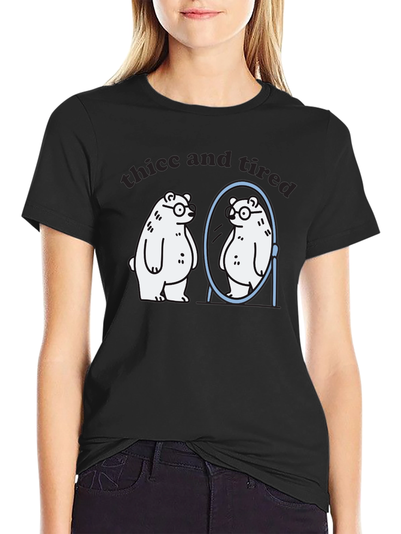 Thicc and Tired Bear T-Shirt - Funny Graphic Tee