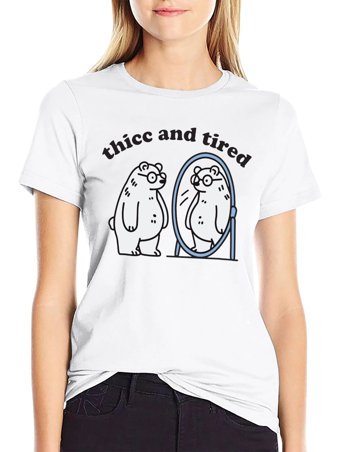Thicc and Tired Bear T-Shirt - Funny Graphic Tee