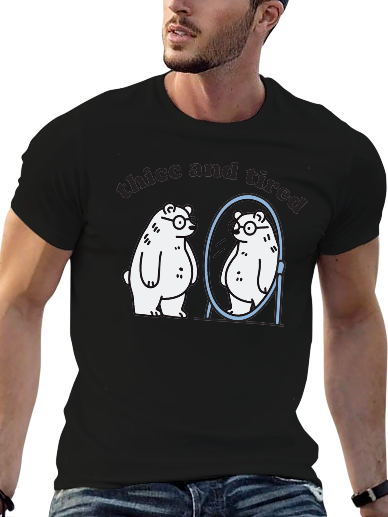 Thicc and Tired Bear T-Shirt - Funny Graphic Tee