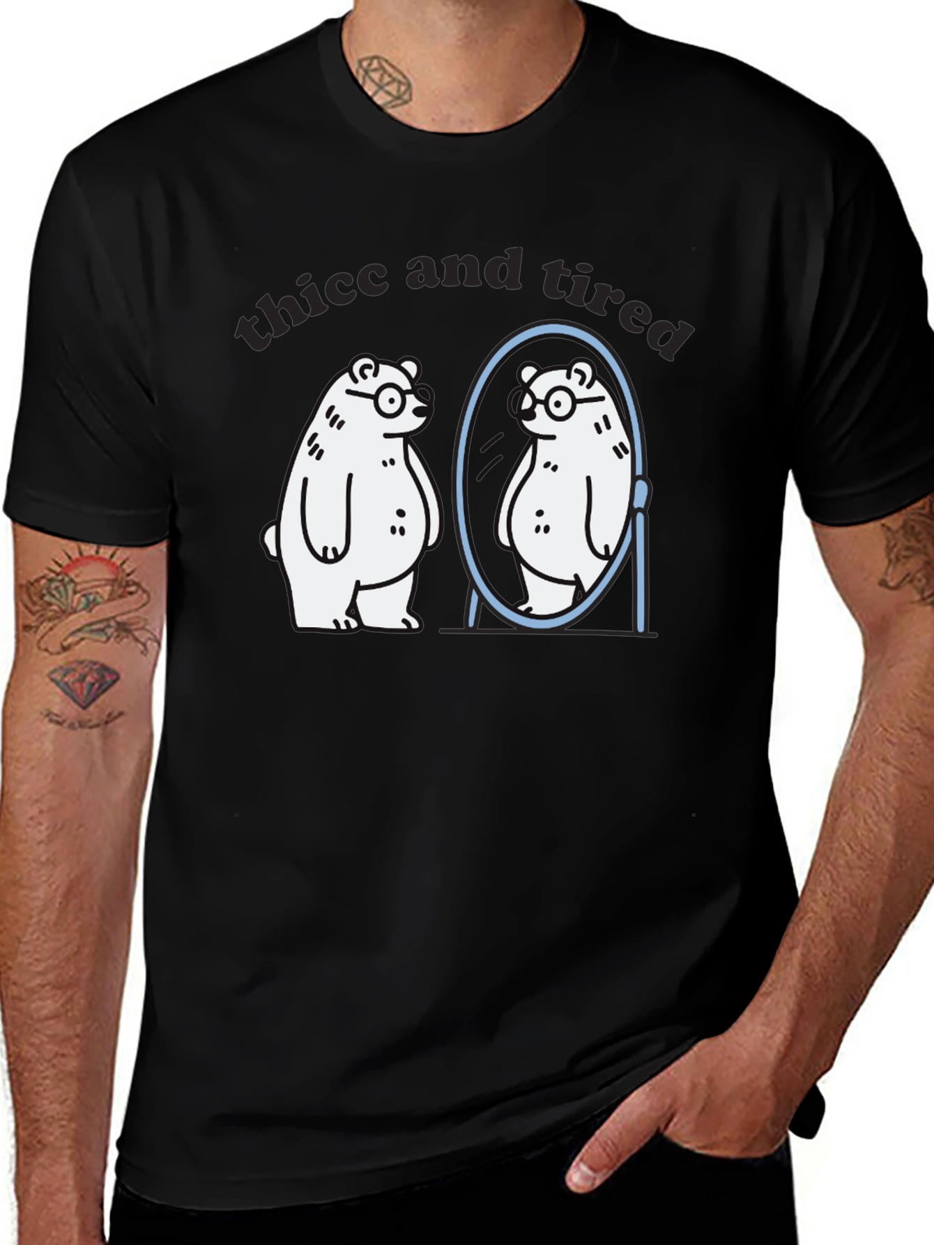 Thicc and Tired Bear T-Shirt - Funny Graphic Tee