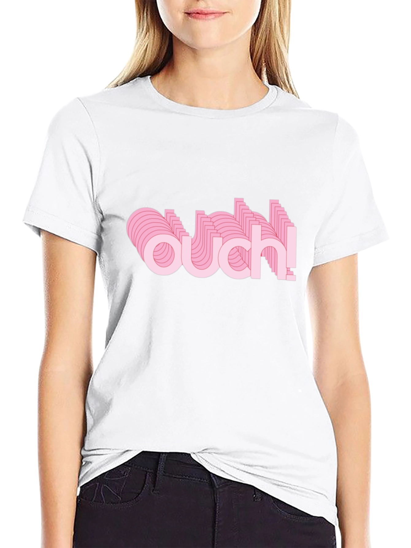 Trendy Ouch! Graphic Black T-Shirt