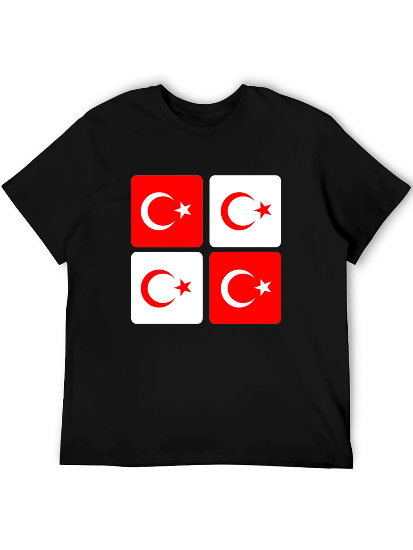Turkish Flag Crescent Star Graphic Black T-Shirt