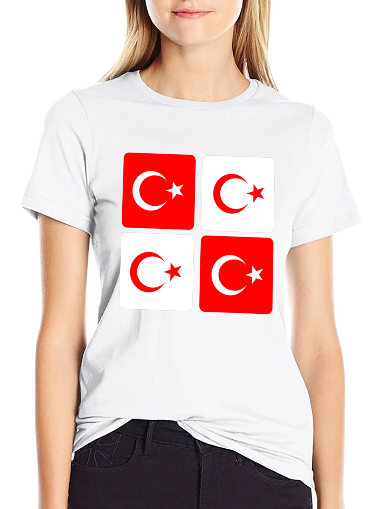 Turkish Flag Crescent Star Graphic Black T-Shirt