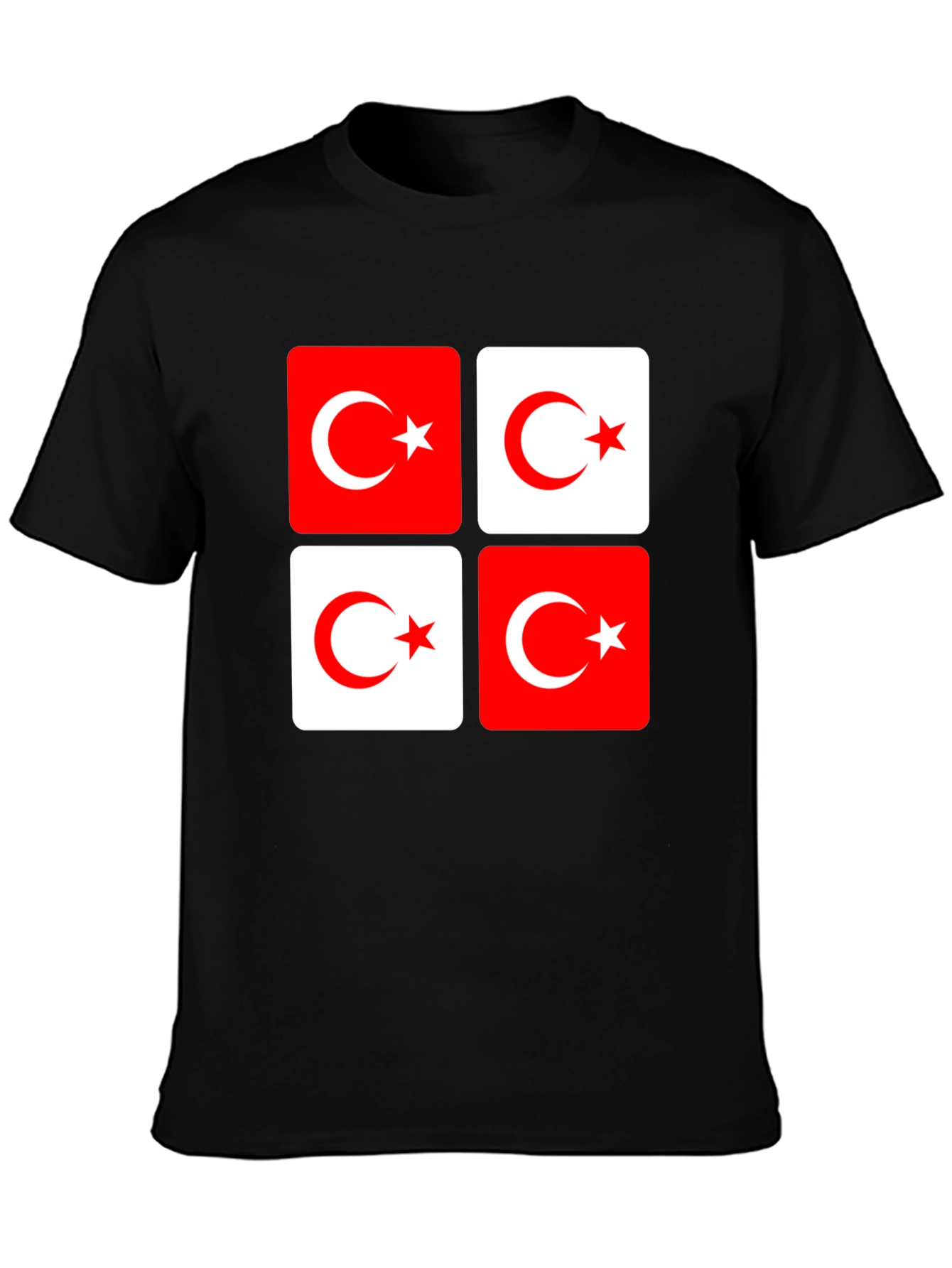 Turkish Flag Crescent Star Graphic Black T-Shirt