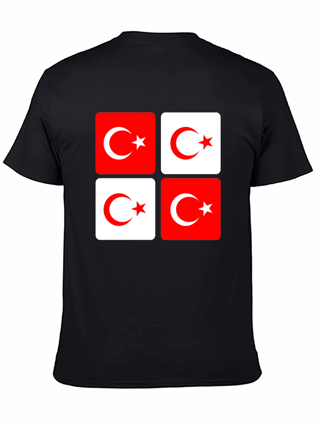 Turkish Flag Crescent Star Graphic Black T-Shirt