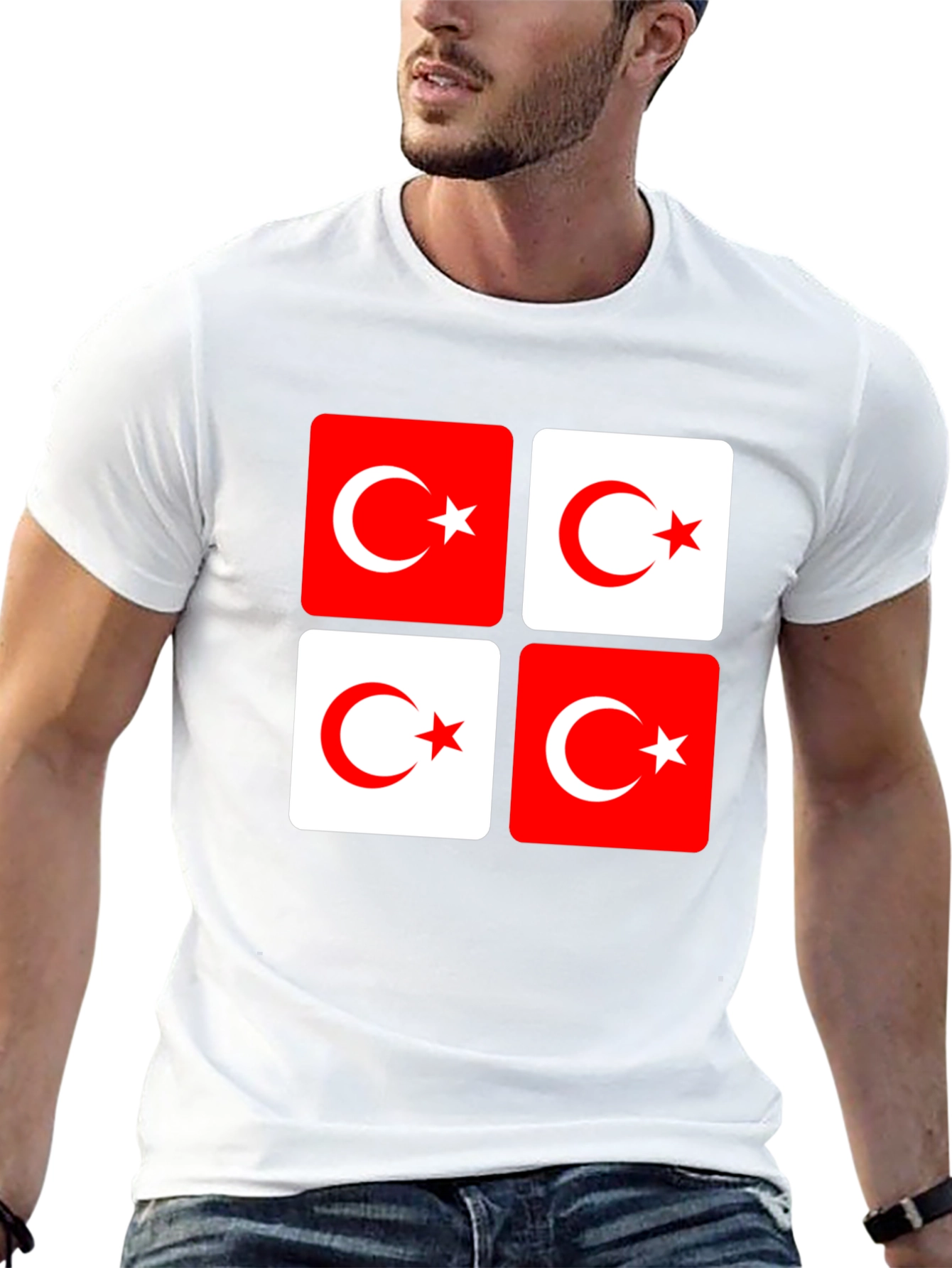 Turkish Flag Crescent Star Graphic Black T-Shirt