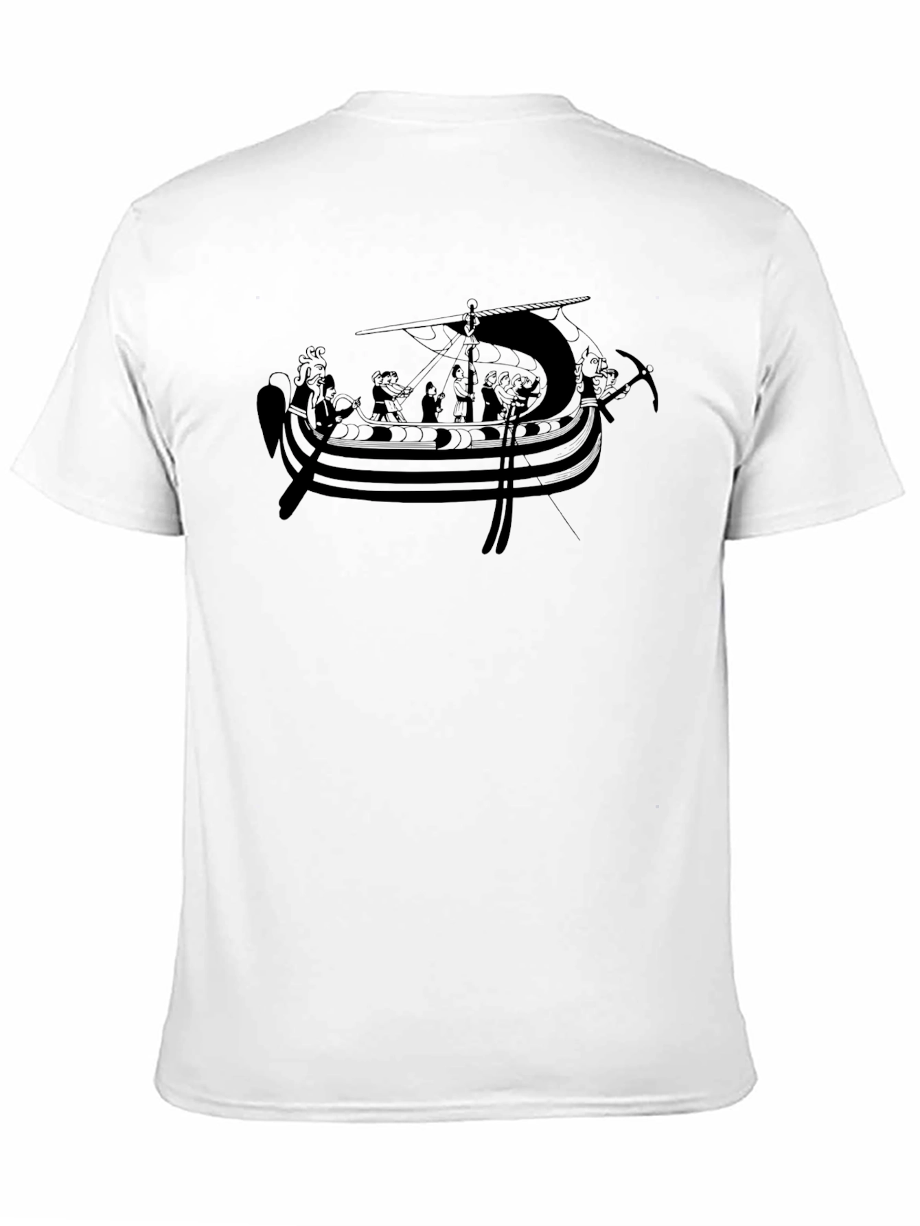 Viking Ship Graphic Tee - Black Cotton Blend