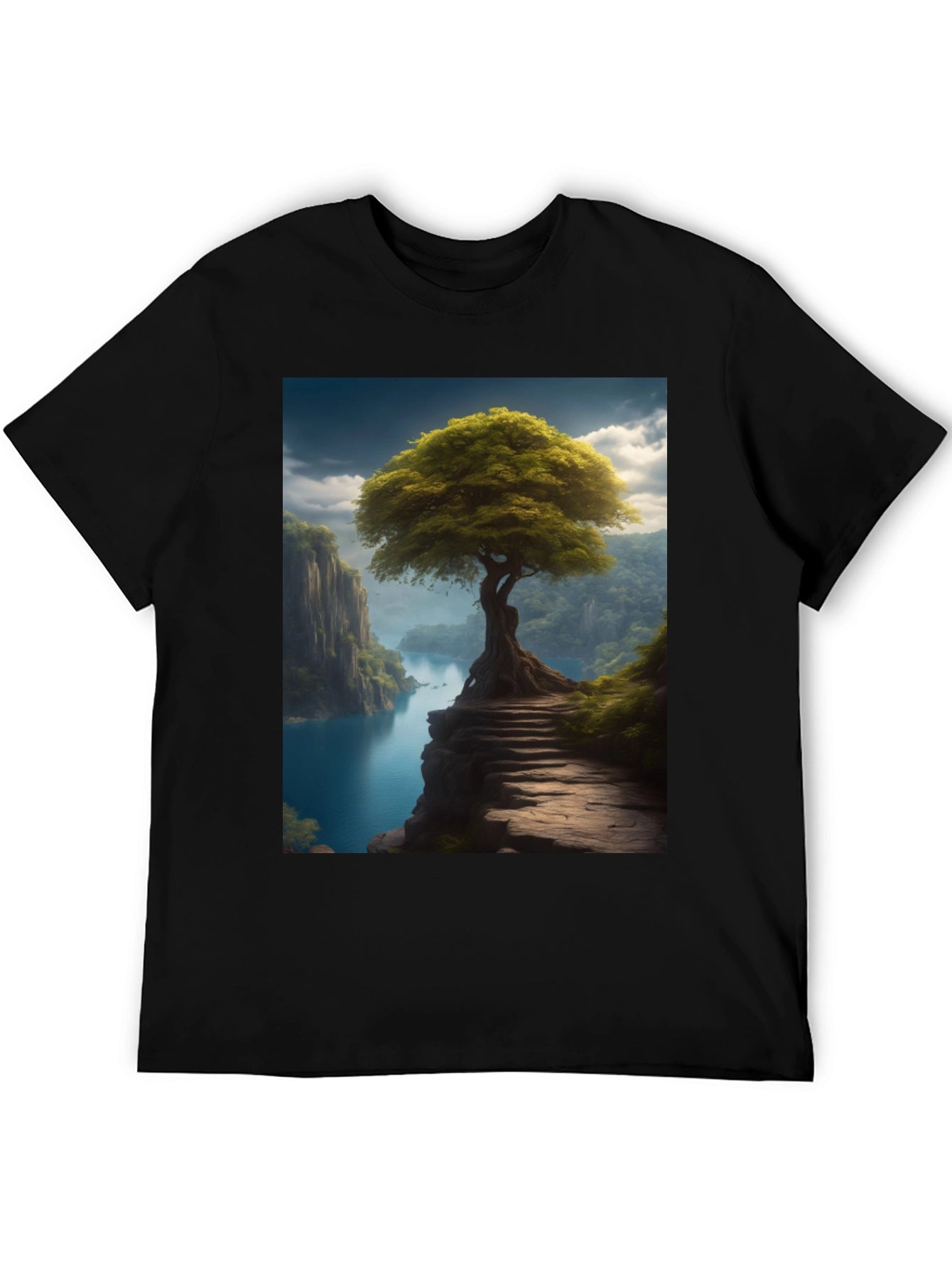 Nature Tree Graphic Tee - Mens Black T-Shirt