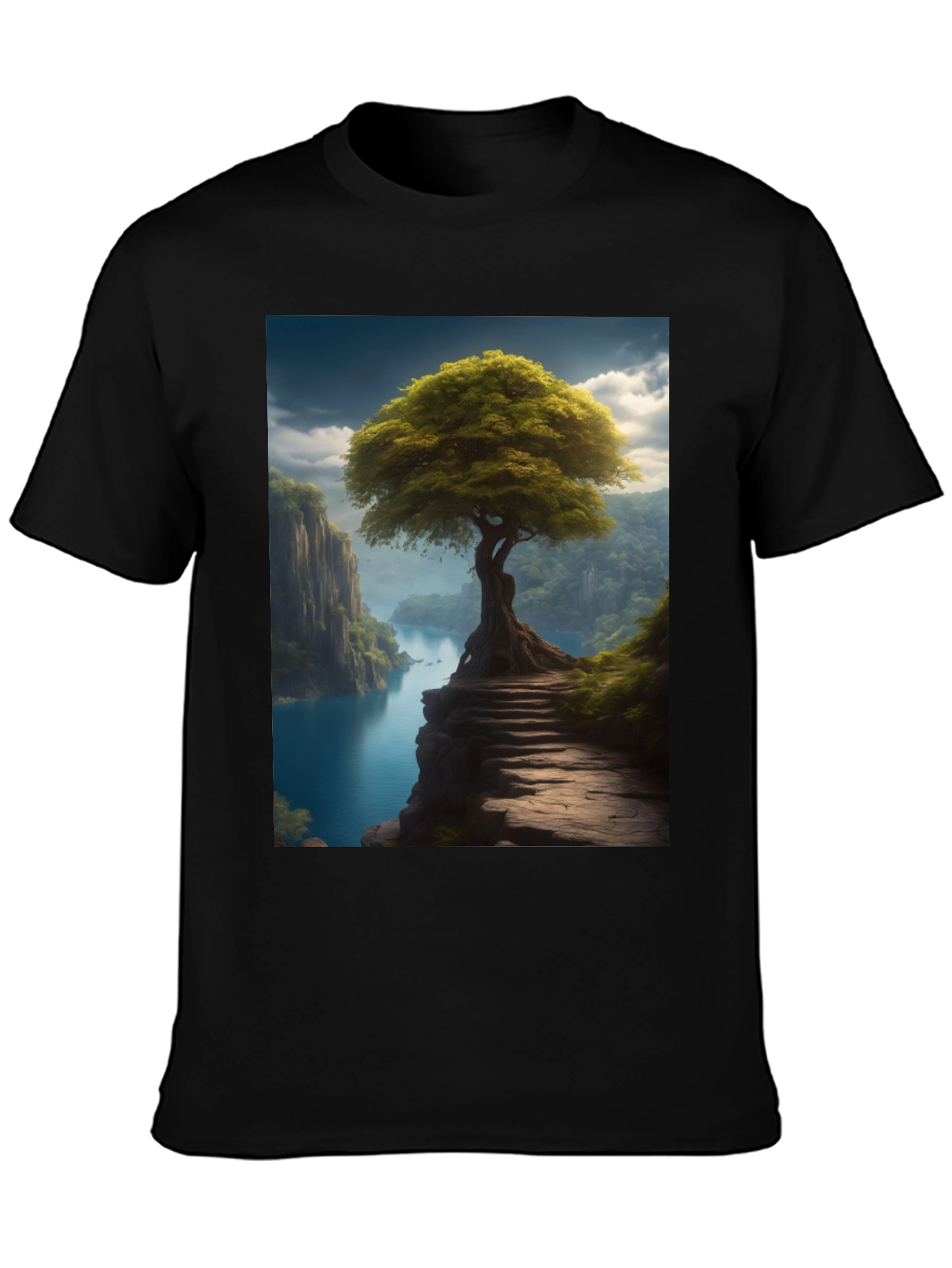 Nature Tree Graphic Tee - Mens Black T-Shirt