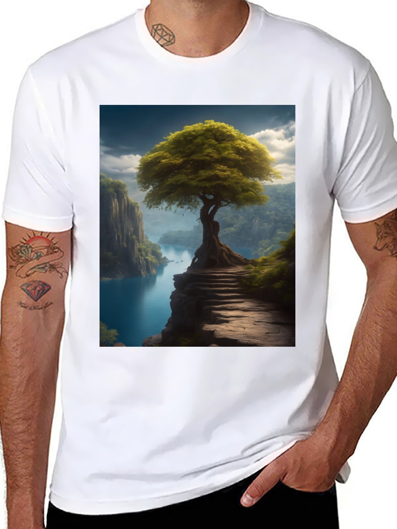 Nature Tree Graphic Tee - Mens Black T-Shirt