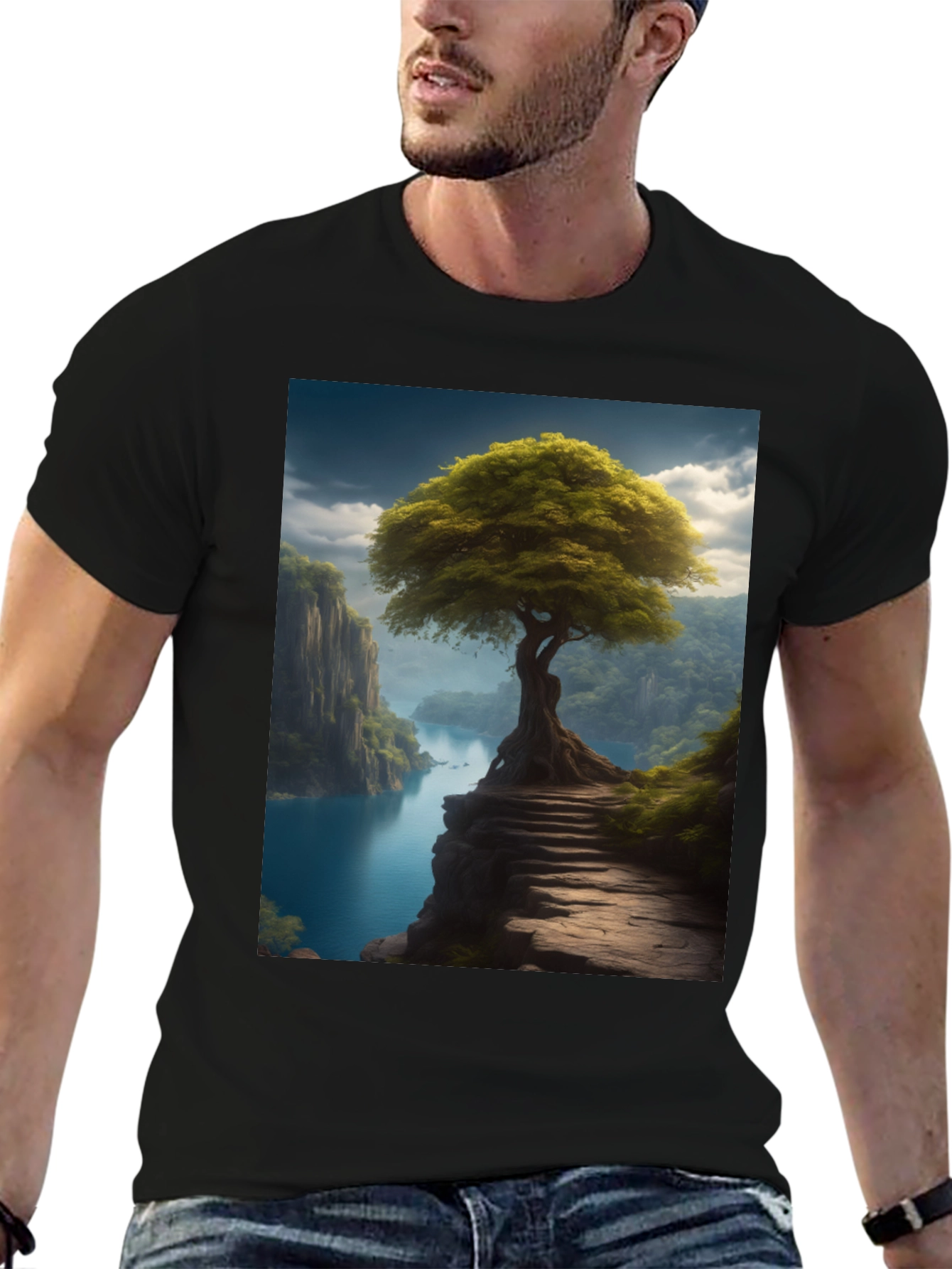 Nature Tree Graphic Tee - Mens Black T-Shirt