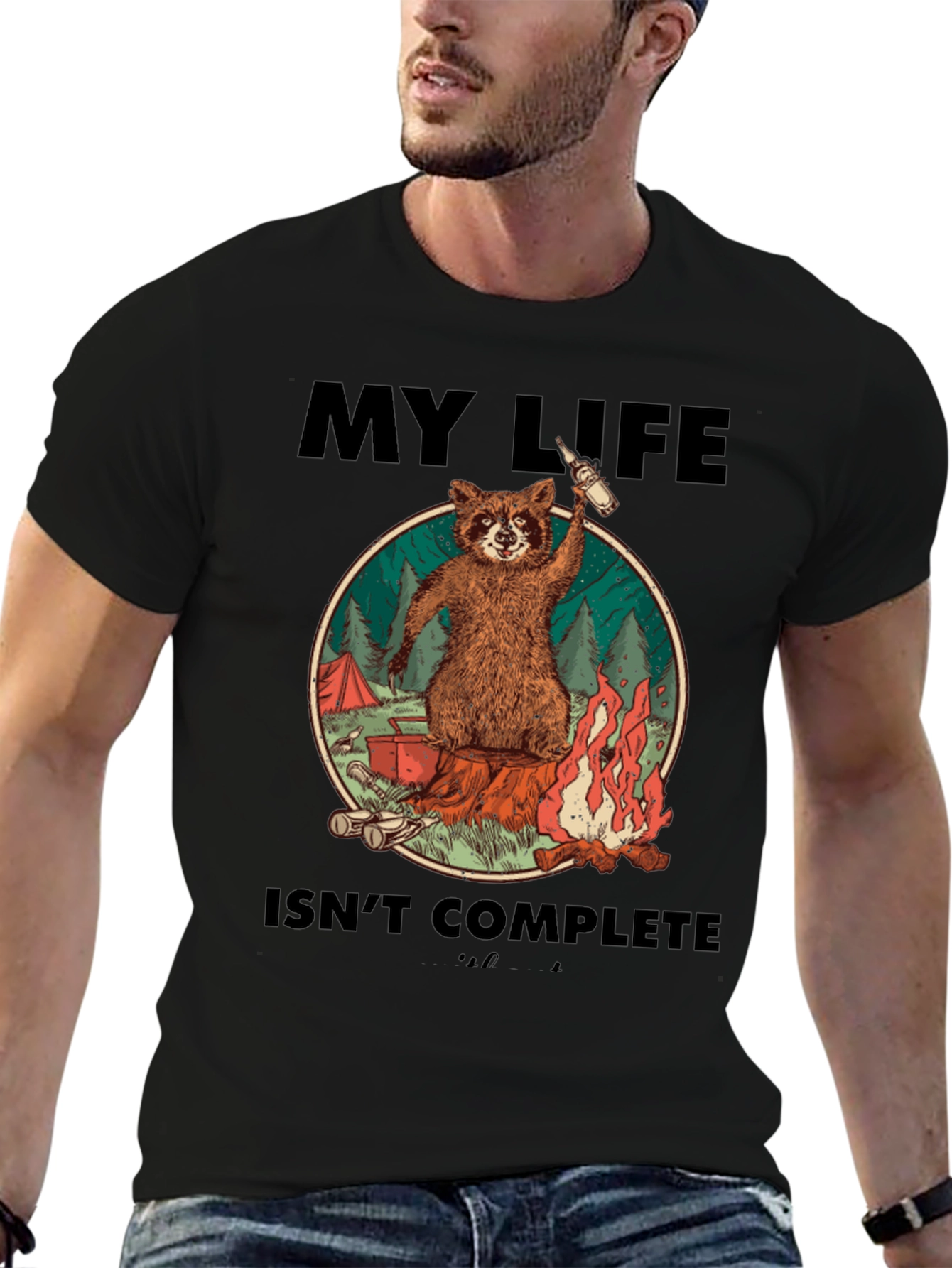 Raccoon Camping Graphic Tee - My Life Isnt Complete