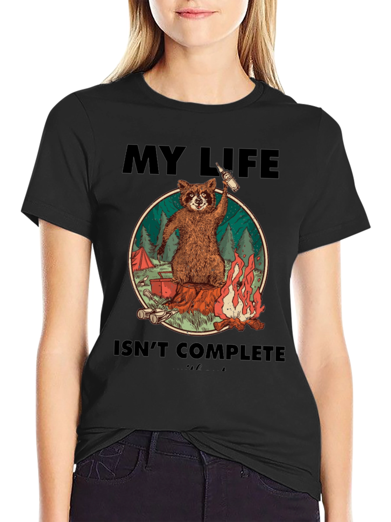 Raccoon Camping Graphic Tee - My Life Isnt Complete