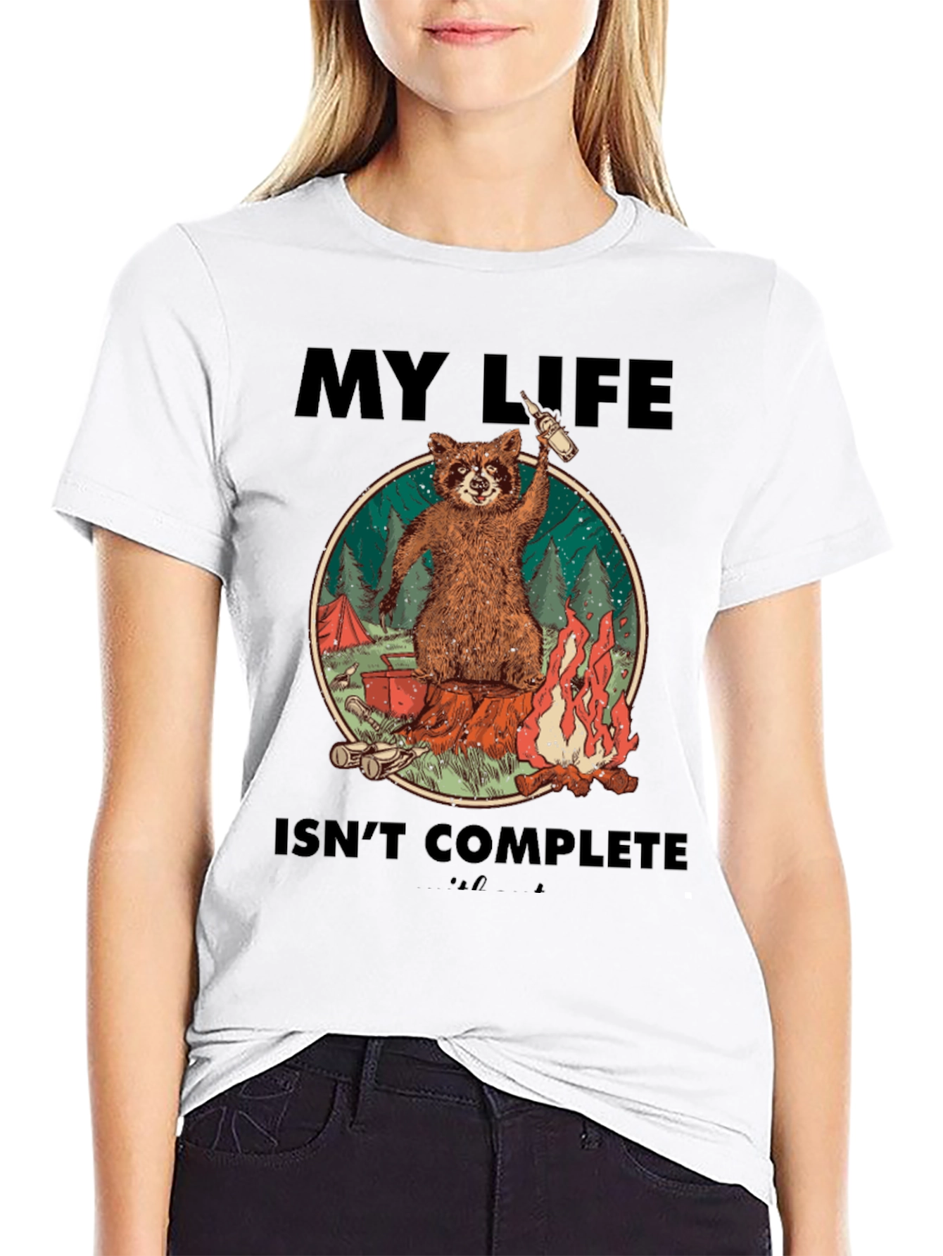 Raccoon Camping Graphic Tee - My Life Isnt Complete