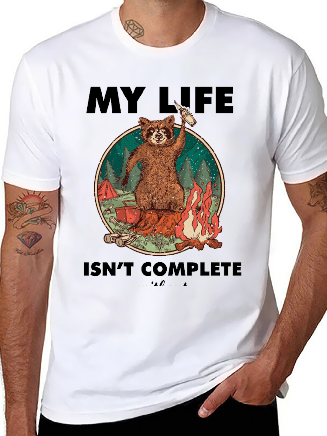 Raccoon Camping Graphic Tee - My Life Isnt Complete