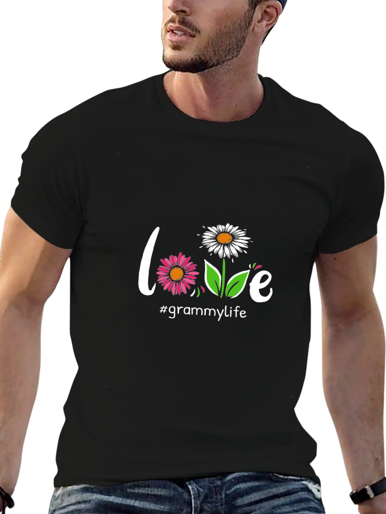 Love Grammy Life Black T-Shirt