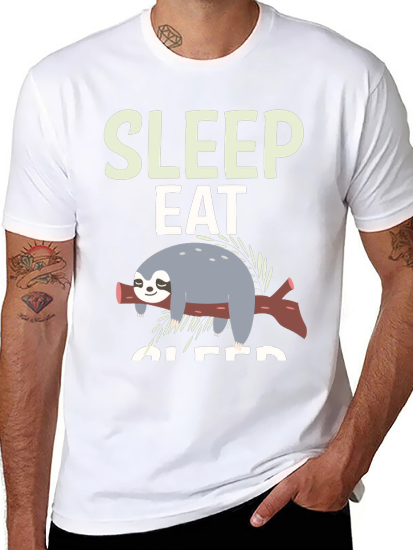 Sleep Eat Sloth Tee - Funny Relaxed Graphic T-Shirt