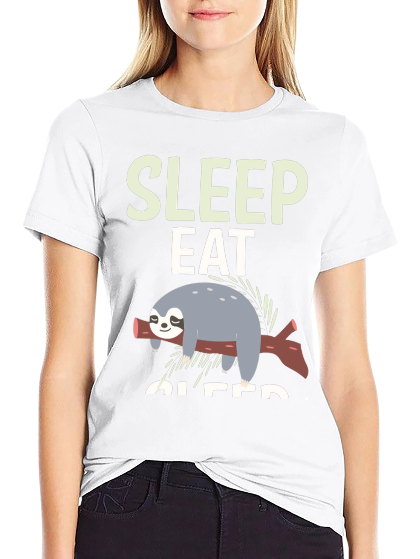 Sleep Eat Sloth Tee - Funny Relaxed Graphic T-Shirt