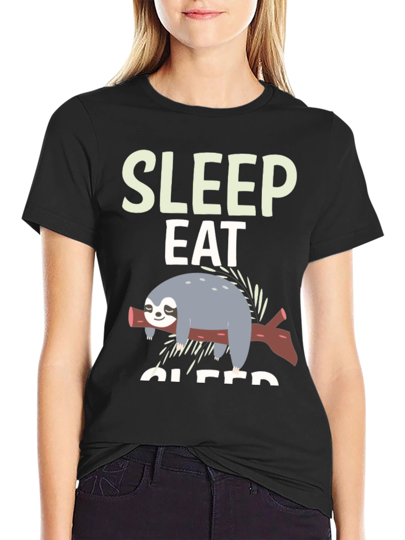 Sleep Eat Sloth Tee - Funny Relaxed Graphic T-Shirt