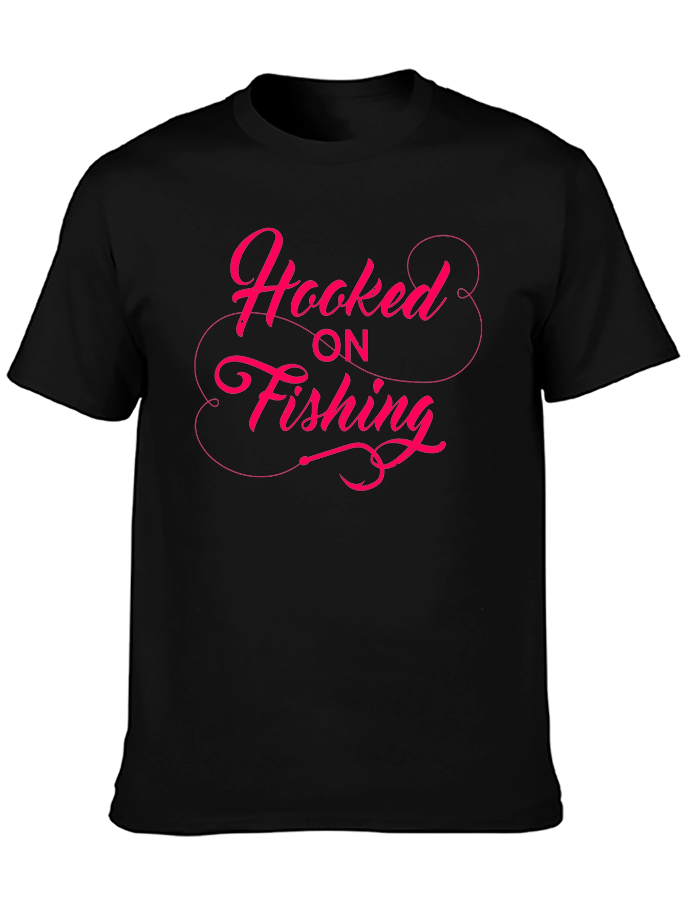 Hooked on Fishing Graphic Tee - Black T-Shirt