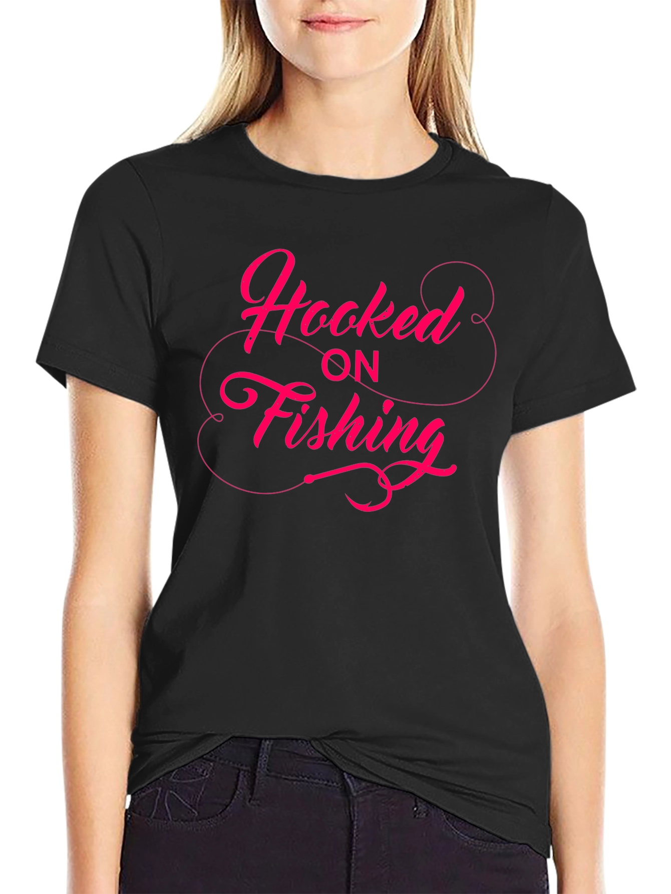 Hooked on Fishing Graphic Tee - Black T-Shirt