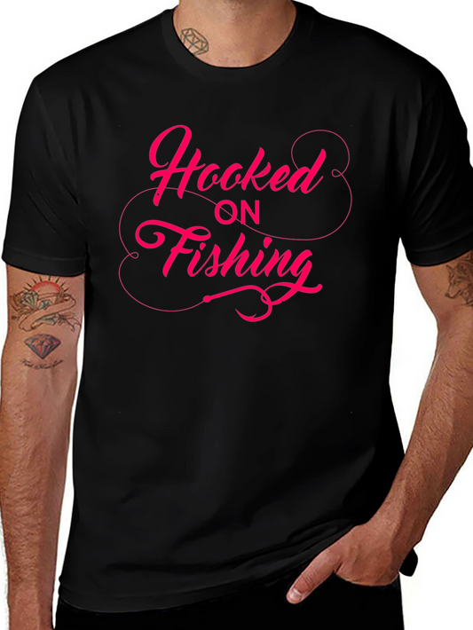 Hooked on Fishing Graphic Tee - Black T-Shirt