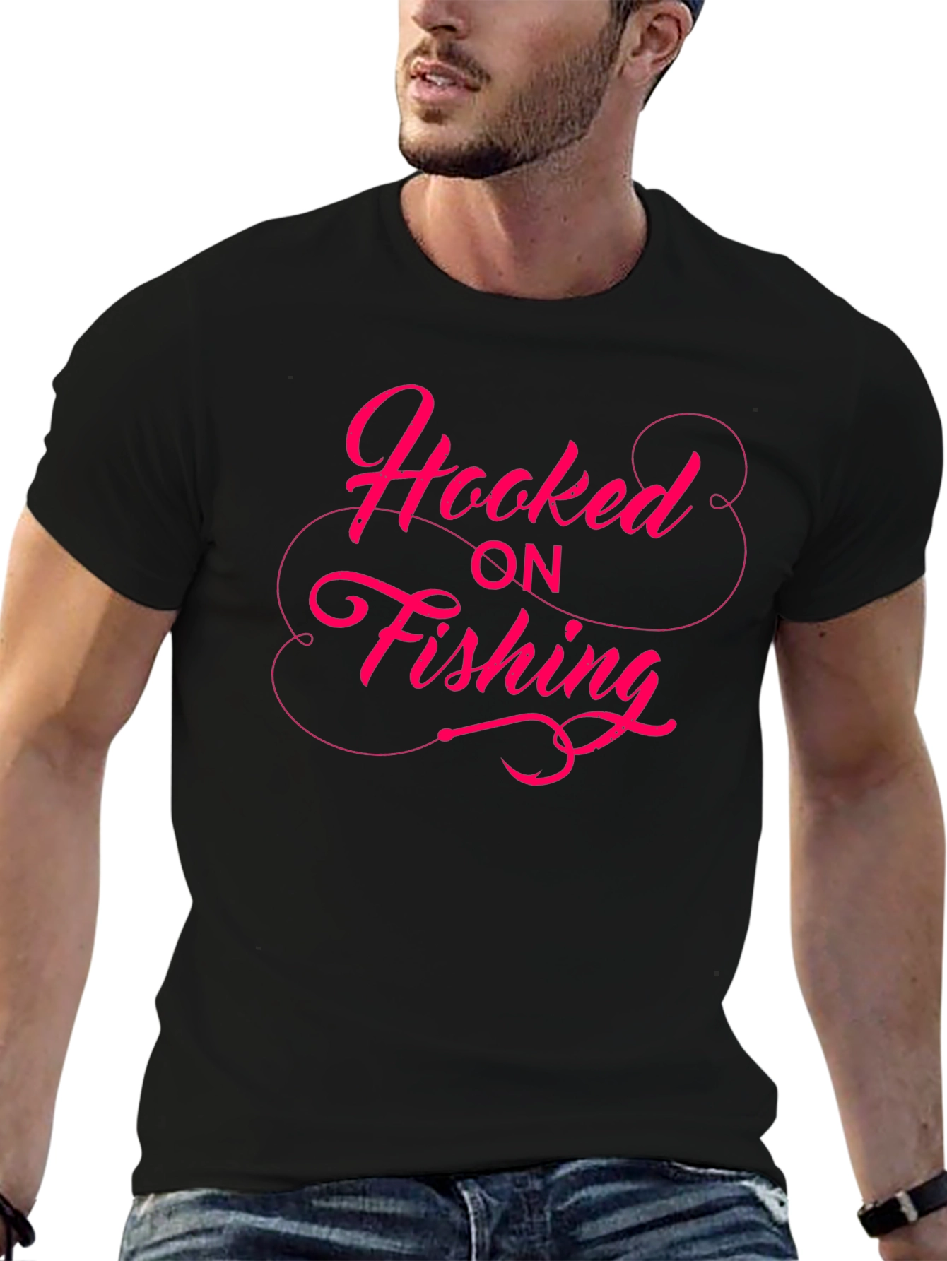 Hooked on Fishing Graphic Tee - Black T-Shirt