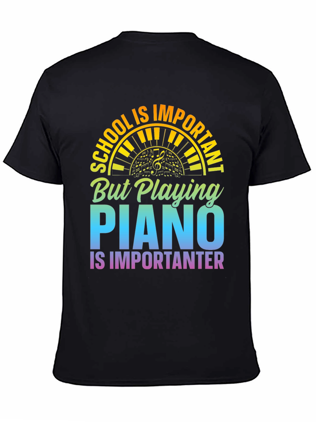 Piano is Importanter Black T-Shirt