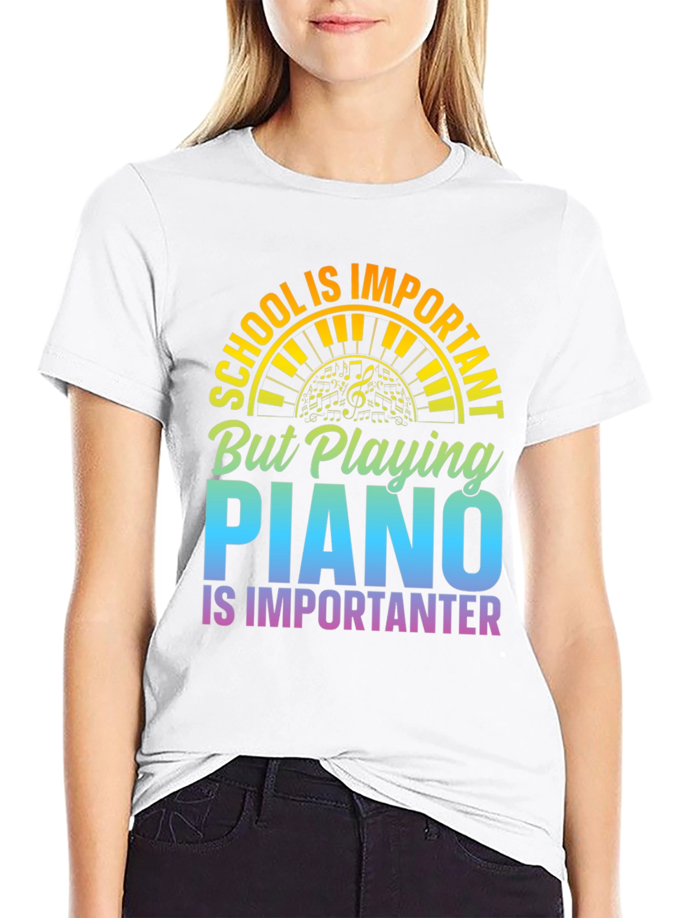 Piano is Importanter Black T-Shirt